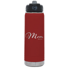 Personalized maroon 20 oz vacuum insulated water bottle with 'Mom Est' design