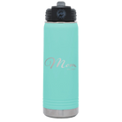Personalized teal 20 oz vacuum insulated water bottle with 'Mom Est' design