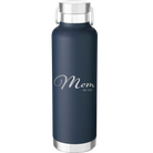 Personalized navy 24 oz vacuum insulated water bottle with 'Mom Est' design