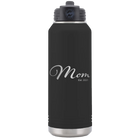 Personalized black 32 oz vacuum insulated water bottle with 'Mom Est' design