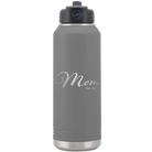 Personalized dark gray 32 oz vacuum insulated water bottle with 'Mom Est' design