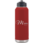 Personalized maroon 32 oz vacuum insulated water bottle with 'Mom Est' design