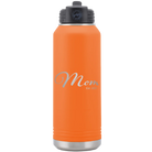 Personalized orange 32 oz vacuum insulated water bottle with 'Mom Est' design