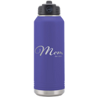 Personalized purple 32 oz vacuum insulated water bottle with 'Mom Est' design