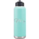 Personalized teal 32 oz vacuum insulated water bottle with 'Mom Est' design