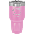 Personalized light purple 30 oz vacuum insulated tumbler with 'Promoted to Dad' design