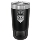 Laser etched black 20 oz vacuum insulated tumbler with 'Awesome Dads have Tattoos and Beards' design