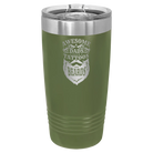 Laser etched olive green 20 oz vacuum insulated tumbler with 'Awesome Dads have Tattoos and Beards' design