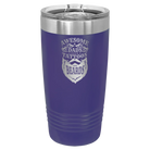 Laser etched purple 20 oz vacuum insulated tumbler with 'Awesome Dads have Tattoos and Beards' design