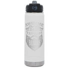 Laser etched white 20 oz vacuum insulated water bottle with 'Awesome Dads have Tattoos and Beards' design