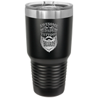 Laser etched black 30 oz vacuum insulated tumbler with 'Awesome Dads have Tattoos and Beards' design
