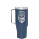 Laser etched constellation 40 oz vacuum insulated tumbler mug with 'Awesome Dads have Tattoos and Beards' design