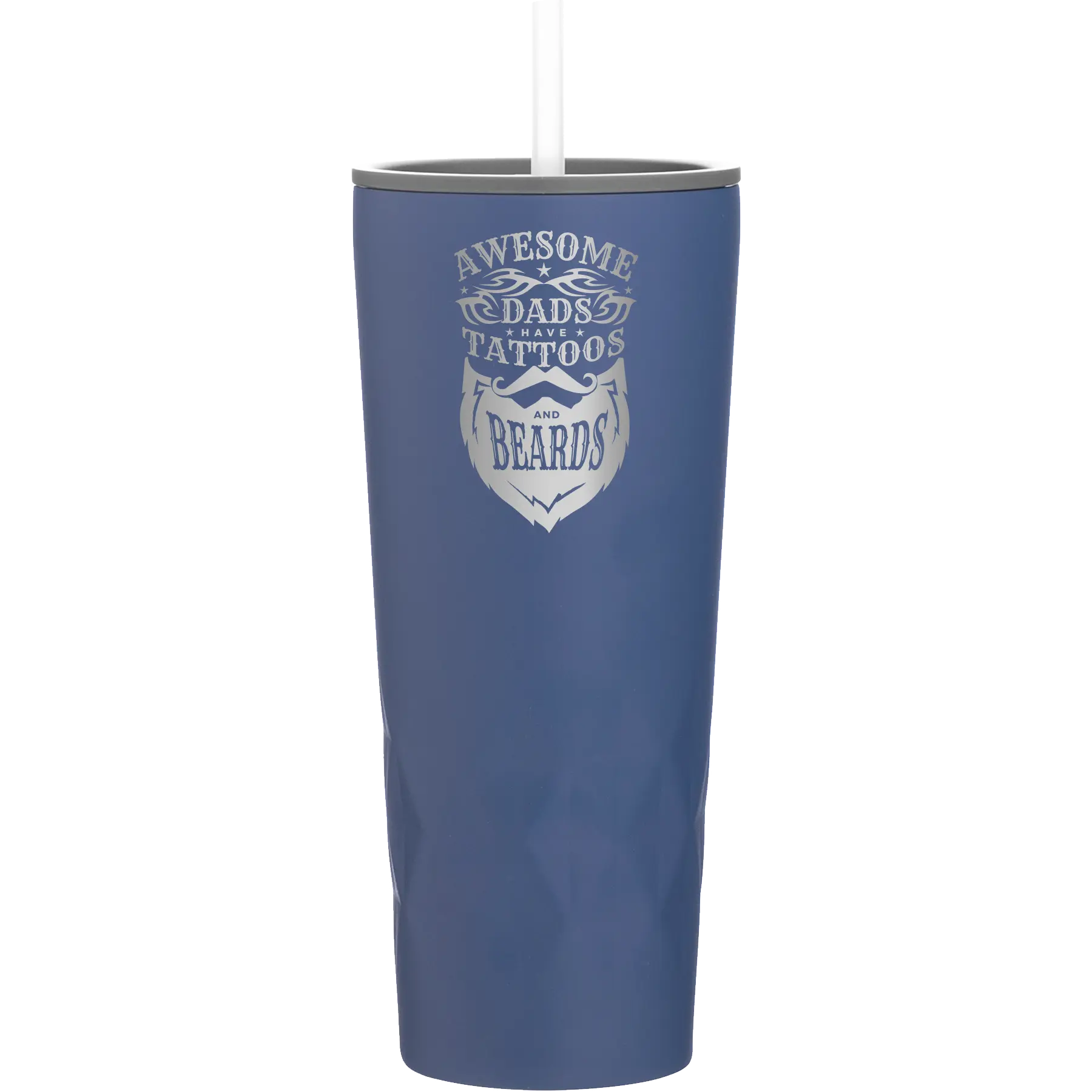 Laser etched constellation 20 oz vacuum insulated tumbler with 'Awesome Dads have Tattoos and Beards' design