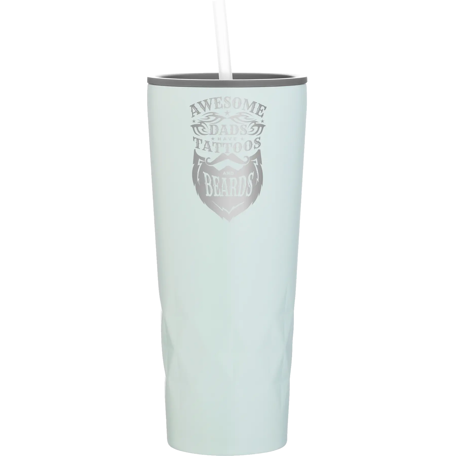 Laser etched meadow 20 oz vacuum insulated tumbler with 'Awesome Dads have Tattoos and Beards' design