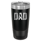 Laser etched black 20 oz vacuum insulated tumbler with 'Baseball Dad' design