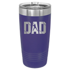 Laser etched purple 20 oz vacuum insulated tumbler with 'Baseball Dad' design