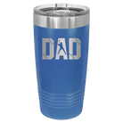 Laser etched royal blue 20 oz vacuum insulated tumbler with 'Baseball Dad' design