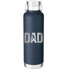 Laser etched navy 24 oz vacuum insulated water bottle with 'Baseball Dad' design