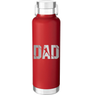 Laser etched red 24 oz vacuum insulated water bottle with 'Baseball Dad' design