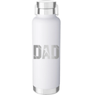 Laser etched white 24 oz vacuum insulated water bottle with 'Baseball Dad' design