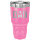 Laser etched pink 30 oz vacuum insulated tumbler with 'Baseball Dad' design