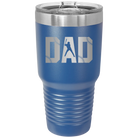 Laser etched royal blue 30 oz vacuum insulated tumbler with 'Baseball Dad' design