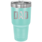 Laser etched teal 30 oz vacuum insulated tumbler with 'Baseball Dad' design