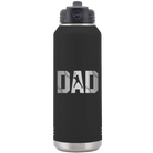 Laser etched black 32 oz vacuum insulated water bottle with 'Baseball Dad' design