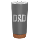 Laser etched storm gray 20 oz vacuum insulated tumbler with 'Baseball Dad' design