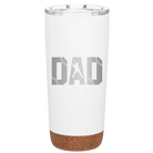 Laser etched white 20 oz vacuum insulated tumbler with 'Baseball Dad' design