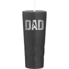 Laser etched black 20 oz vacuum insulated tumbler with 'Baseball Dad' design