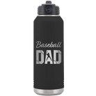 Laser etched black 32 oz vacuum insulated water bottle with 'Baseball Dad2' design