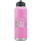 Laser etched light purple 32 oz vacuum insulated water bottle with 'Baseball Dad2' design
