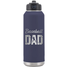 Laser etched navy 32 oz vacuum insulated water bottle with 'Baseball Dad2' design