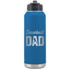 Laser etched royal blue 32 oz vacuum insulated water bottle with 'Baseball Dad2' design