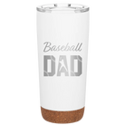 Laser etched white 20 oz vacuum insulated tumbler with 'Baseball Dad2' design
