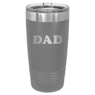 Laser etched dark gray 20 oz vacuum insulated tumbler with 'Basketball Dad' design