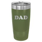 Laser etched olive green 20 oz vacuum insulated tumbler with 'Basketball Dad' design