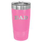 Laser etched pink 20 oz vacuum insulated tumbler with 'Basketball Dad' design