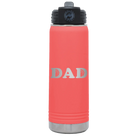 Laser etched coral 20 oz vacuum insulated water bottle with 'Basketball Dad' design