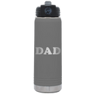 Laser etched dark gray 20 oz vacuum insulated water bottle with 'Basketball Dad' design