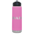 Laser etched light purple 20 oz vacuum insulated water bottle with 'Basketball Dad' design
