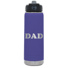Laser etched purple 20 oz vacuum insulated water bottle with 'Basketball Dad' design