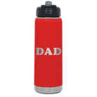 Laser etched red 20 oz vacuum insulated water bottle with 'Basketball Dad' design