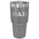 Laser etched dark gray 30 oz vacuum insulated tumbler with 'Basketball Dad' design