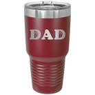 Laser etched maroon 30 oz vacuum insulated tumbler with 'Basketball Dad' design