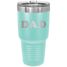 Laser etched teal 30 oz vacuum insulated tumbler with 'Basketball Dad' design