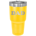 Laser etched yellow 30 oz vacuum insulated tumbler with 'Basketball Dad' design