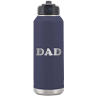 Laser etched navy 32 oz vacuum insulated water bottle with 'Basketball Dad' design