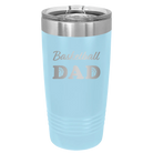 Laser etched light blue 20 oz vacuum insulated tumbler with 'Basketball Dad2' design